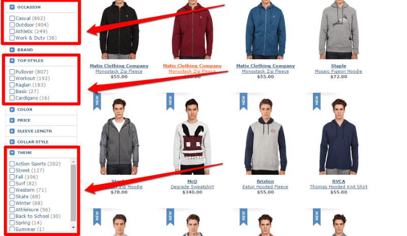 ecommerce product filter